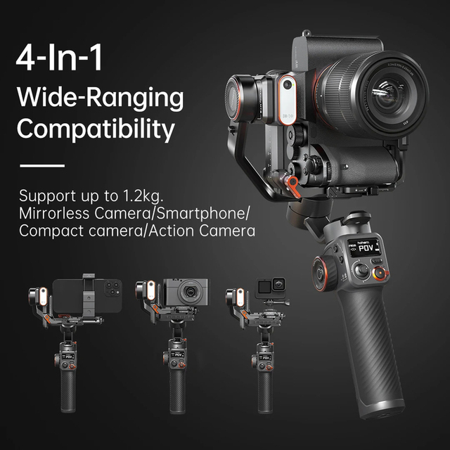 For for MT2 Kit for Mirrorless Cameras Mobile Phones 3- Gimbal Stabilizer AI Tracking 2000mAh Battery-1.2kg Load