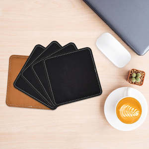 แผ่นรองแก้วหนัง PU ชุด 6 ชิ้น ปรับแต่งโลโก้ได้ สำหรับของขวัญธุรกิจ ป้องกันความร้อน แผ่นรองแก้วชาสำหรับโปรโมชั่น - Product Image 4