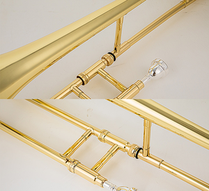 Fabricante de Tianjin en China ofrece venta al por mayor de trombones largos en afinación de Si bemol, con revestimiento de laca dorada y cuerpo de cobre. - Product Image 5