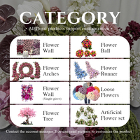 Bunga Buatan Warna Abu-abu Ungu dan Merah Tua, Bunga Hydrangea dan Anthurium Buatan, Dekorasi Latar Belakang Pernikahan