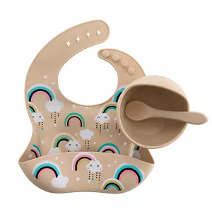 Best Silicone Bibs Baby Set Baby Feeding Spoons Led Weaning Supplies for Ages 6 Months Infant Toddlers
