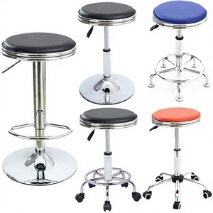Tabouret de bar en métal pour la maison, salon de beauté, salon de coiffure, <span class=keywords><strong>chaise</strong></span> de réception pivotante réglable en hauteur avec roulettes - Product Image 1