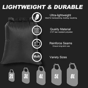 Paquete de 5 Bolsas Secas Impermeables, Bolsas Secas Ligeras para Exteriores, Bolsas Secas Ideales para Rafting, Navegación y Camping - Product Image 2