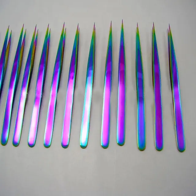 Best Quality Japanese Stainless Steel Rainbow Eyelash Extension Tweezers