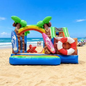 Castillo Inflable Comercial con Tobogán, Temática de Playa, para Fiestas Infantiles, Apto para Alquiler al Aire Libre - Product Image 1