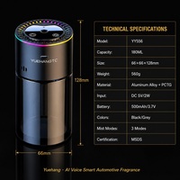 Diffuseur d'arômes intelligent pour voiture YUEHANGTC AI Voice, 180 ml, 3 modes de diffusion, rechargeable par USB, anneau LED RVB, automatique