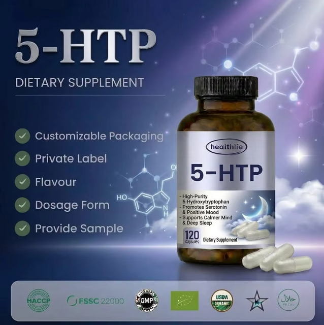 Healthife OEM Private Label L-theanine Hydroxytryptophan Capsule Griffonia Seed Extract 5-htp Dietary Supplement Manufacturer