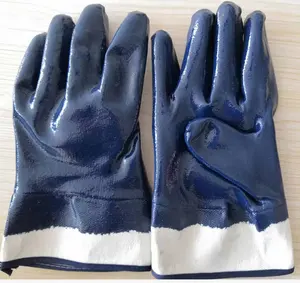 Cotton Lining Nitrile Gloves 3/4 Nitrile Coated Gloves Blue Nitrile Work Gloves Fully Dipping