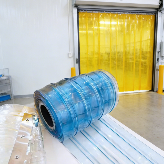 High Quality Transparent Ribbed Pvc Sheet Strip Curtain Rolls Plastic Curtain Strip Rolls Curtain Windows Roll Sheet Cold Room