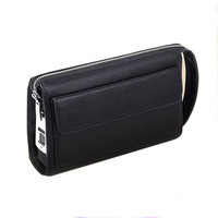 Tas Clutch Kulit Sapi Asli Pria dengan Ritsleting dan Kancing Desain Mewah Berkualitas Tinggi Dompet Pria dengan Tempat Kartu untuk Bisnis