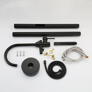 <span class=keywords><strong>Robinet</strong></span> de baignoire autoportant en laiton poli à montage sur pont, avec bec haut arqué, douchette à main et cartouche céramique pour salle de bain de luxe moderne - Product Image 5