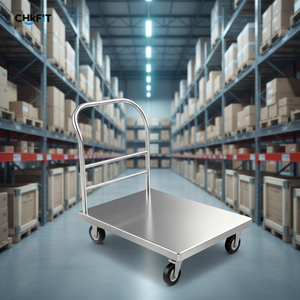 Troli Dorong Logam Stainless Steel Tugas Berat CFT untuk Dapur Komersial, Platform Transportasi, Gerobak Dorong - Product Image 1