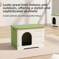 Paw Villa - Maisonnette en plastique pour chat toutes saisons, niche extérieure pour petit chien, abri fermé pour chat, imperméable et chaud pour l'hiver, idéal pour chats errants