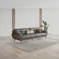 Ensemble de canapés de bureau modulaires inclinables en cuir de style italien moderne en bois KMJ pour salon et hôtel