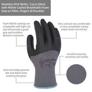 Gants de protection de travail anti-coupure de niveau 5, revêtus de nitrile durable, SKYEE, pour travaux industriels ou mécaniques - Product Image 2