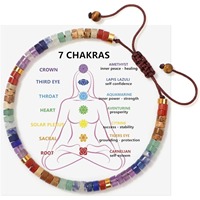 Braccialetto con 7 Chakra in Pietre Naturali Colorate, Cordino Intrecciato Regolabile, Perline Curative in Gemme per Yoga, Uso Quotidiano, Regalo