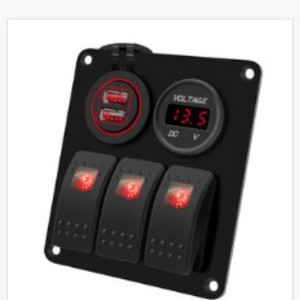 Marine Aluminum Alloy <b>Switch</b> Panel 5V 4.8A Dual <b>USB</b> LED Rocker <b>Switch</b> For Boat Car RV SUV Truck - Product Image 3