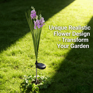 Fiori Solari Artificiali da Esterno Impermeabili, Luci Solari Decorative a Forma di Paletto per Giardino, Colore Lilla - Product Image 1