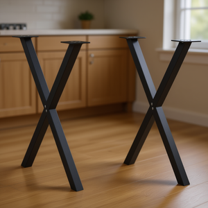 Patas de mesa de comedor en forma de X, 2 piezas, acero negro, 31,5 pulgadas, patas de muebles industriales resistentes - Product Image 2