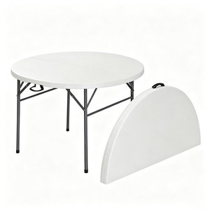 Tables rondes pliantes en plastique blanches pour événements, banquets, réceptions et mariages en plein air, 4 pieds, <span class=keywords><strong>6</strong></span> <span class=keywords><strong>personnes</strong></span>, vente en gros - Product Image 1