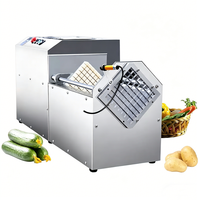 Mesin Pemotong Kentang Goreng Otomatis Stainless Steel Komersial, Pemotong Buah dan Sayuran, Mesin Pemotong Kentang Goreng Prancis 220V