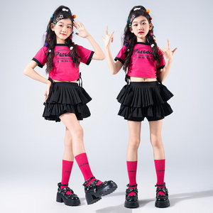 <span class=keywords><strong>Disfraz</strong></span> <span class=keywords><strong>de</strong></span> Hip Hop para Niños, Camiseta <span class=keywords><strong>con</strong></span> Letras Fucsia, Pañuelo, Falda Tutú, Pantalones Cortos Bicolor, Estilo Urbano para Recital - Product Image 4
