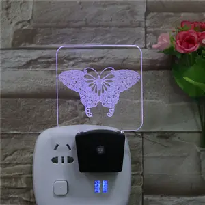 Butterfly Design Animal Night Lamps For Children's bedroom Plug-IN Light Sensor LED Wall Lamp