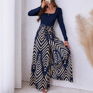 Transfrontalier, élégant, couleur pure, imprimé à la pièce, manches longues, jambe large, <span class=keywords><strong>tailleur</strong></span>-<span class=keywords><strong>pantalon</strong></span> une pièce - Product Image 3