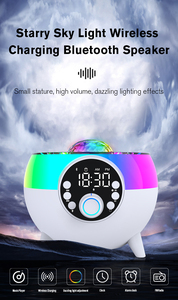 All-in-One mini không dây sạc loa với Bluetooth LED chiếu sáng AUX đầu vào FM Đài phát thanh đồng hồ báo thức abs-starry Sky Edition - Product Image 6