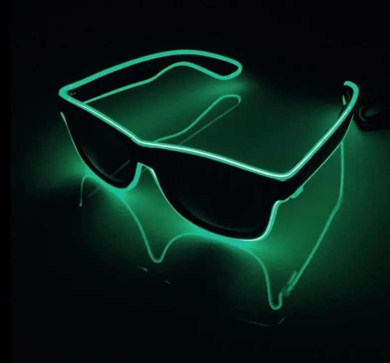 Gafas de sol de neón para fiesta, lentes de sol de color verde, con luz LED