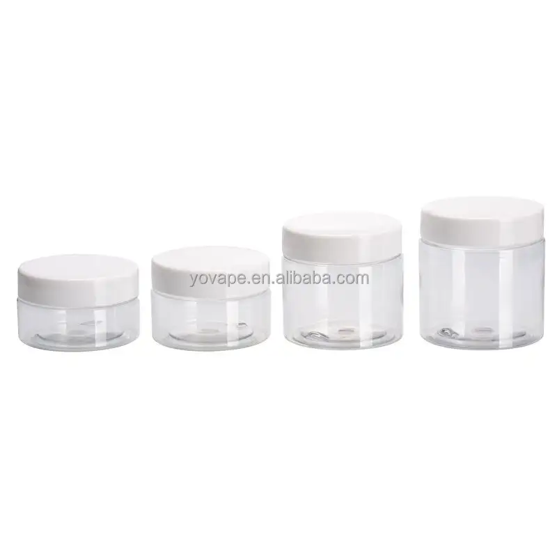 Benutzer definierte leere quadratische Haustier Plastik creme Gläser für Kosmetik 80ml 100 ml 120g 200 Gramm 250ml 4oz 8 oz klares Glas mit weißen Deckeln