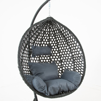 Chaise œuf de jardin moderne mobilier d'extérieur chaise-hamac suspendue à siège unique balançoires de patio en rotin et osier pour l'intérieur avec support