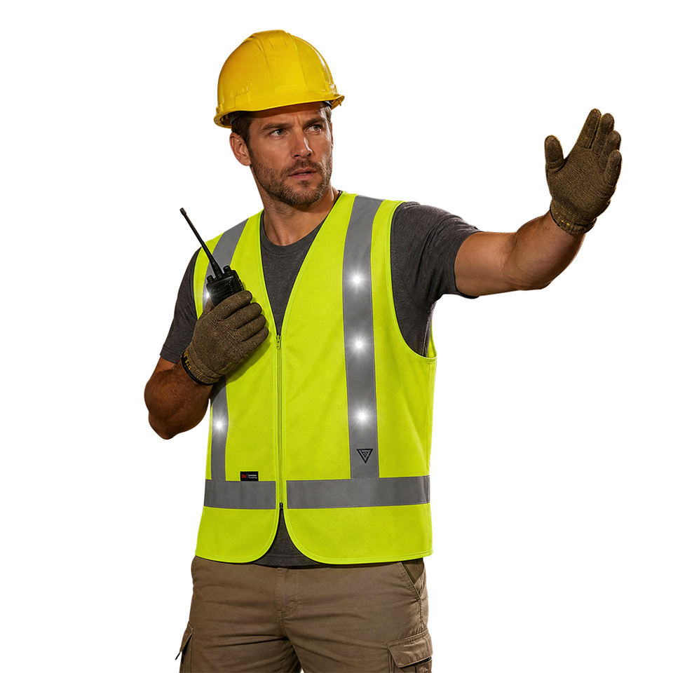LED Flash High Visibility Safety Vest Reflective Workwear ANSI Class 2 ...