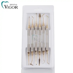 Kit di 6 Spatole per Composito Dentale, Strumenti per Riempimento in Resina con Testa Rivestita in Titanio o Oro - Product Image 2
