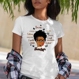 Enseignant noir vous êtes fort belle victorieuse créée incroyable assez capable enseignant résident DTF transfert sacs d'impression - Product Image 4