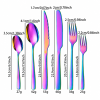 Cuillère, fourchette et couteau à steak modernes en acier inoxydable poli effet miroir arc-en-ciel pour hôtels, restaurants et mariages