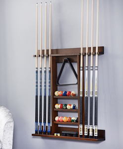 Soporte de Pared para 8 Palos de <span class=keywords><strong>Billar</strong></span>, Soporte de Madera de Caucho Sólido con Estante para Almacenamiento de Bolas, Accesorio para <span class=keywords><strong>Billar</strong></span> - Product Image 4