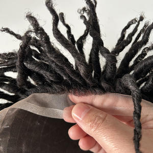 Prothèse capillaire complète en dentelle pour hommes, cheveux humains brésiliens, tresses courtes au crochet, dreadlocks, <span class=keywords><strong>afro</strong></span> 8x10 - Product Image 2