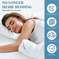 Ensemble de literie jetable 4 pièces |   Draps de lit, housses de couette et taies d'oreiller 100% SMMS non tissés |   Kit de voyage portable pour hôtel et hôpital