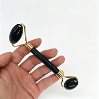 Rouleau facial en pierre de Bian noire naturelle, ensemble Gua Sha en obsidienne naturelle, rouleau de massage pour le visage, outil de soin de la peau pour la beauté, logo personnalisé
