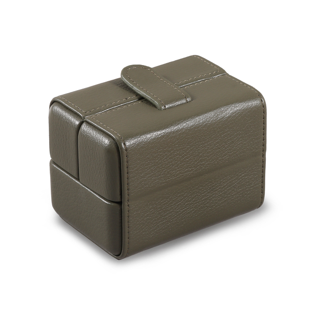 Custom Green Rectangle Leather Handmade Luxurious Sunyung Watch Gift Box Single Watch Storage Case 1 Slot Suede Lining Durable