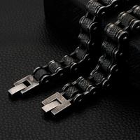 Gelang Pria Rantai Sepeda Motor Baja Tahan Karat 316L, Gelang Pria Rantai Sepeda Motor Hitam Vintage/