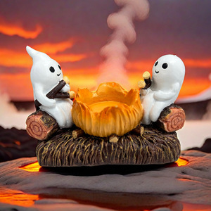 Porte-bougie fantôme d'Halloween en résine avec lumière, décoration intérieure et extérieure, cadeau - Product Image 1