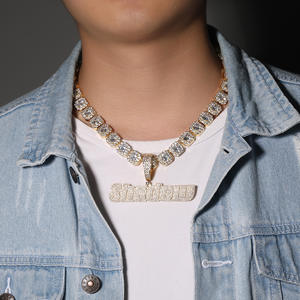 トップアイシー3層キュービックジルコニアマイクロプロングセッティングカスタムネームネックレス、パーソナライズドネームアイスアウトプレートペンダント、ヒップホップジュエリー - Product Image 3