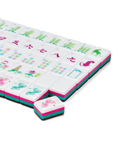 Jeu de Mahjong Américain Moderne Effet Écaille de Tortue, 160 Tuiles Acryliques Colorées à Bords Décorés sur 4 Niveaux, Écologique, Durable, Portable, de Luxe