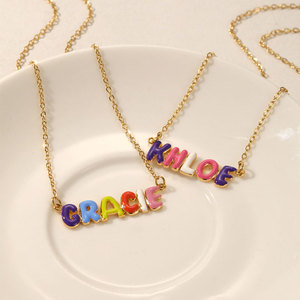 Collar Bohemio Dorado de Acero Inoxidable 316L de 18K con Placa de Identificación Personalizada con Nombre y Letra para Mujer - Product Image 1