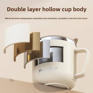 <span class=keywords><strong>Mug</strong></span> à café isotherme à double paroi en acier inoxydable 304 avec logo personnalisé, couvercle anti-fuite et poignée pour le bureau, les voyages et les cadeaux - Product Image 4