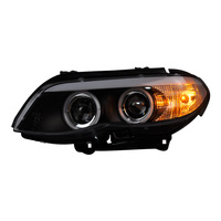 JIEHAO Nouveau phare de voiture LED 12V 35W pour X5 E53 2004-2006, blanc chaud, yeux d'ange avec lentille de projecteur, rénovation/amélioration