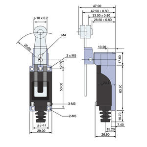 CNTD Changde Electric TZ-8109 Interruptor de Límite Ajustable de Reinicio Automático con Rueda de Acero y Máx. Capacidad de Corriente de 10A - Product Image 2