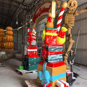 Statue géante d'arche <span class=keywords><strong>de</strong></span> Noël en fibre <span class=keywords><strong>de</strong></span> verre pour décoration extérieure, avec boîtes cadeaux empilées, pour cadeaux <span class=keywords><strong>de</strong></span> Noël surdimensionnés - Product Image 6